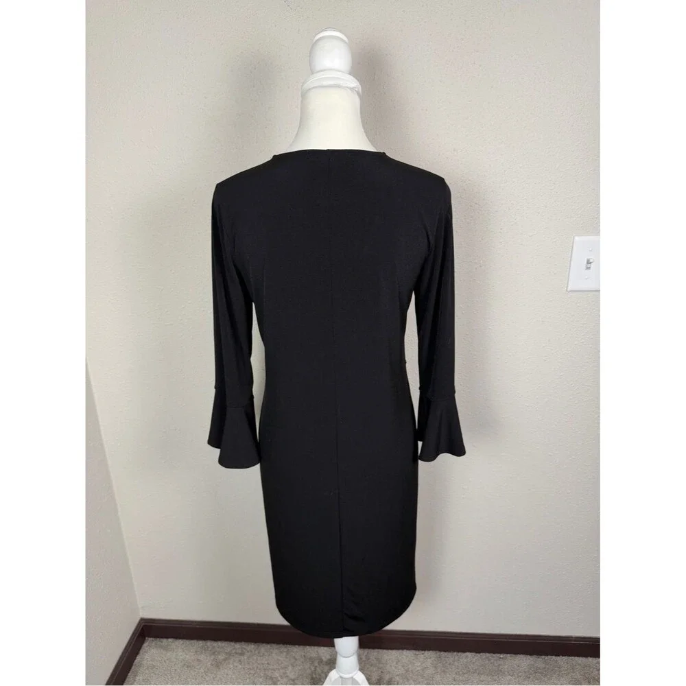 Banana Republic Black V Neck Dress Bell Sleeve Shift Dress Classic Minimalist